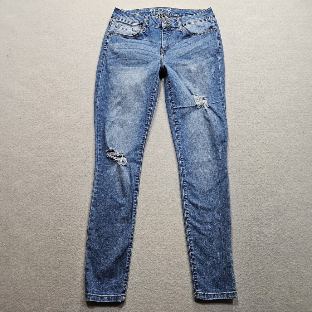 Rewash Jeans Womens 5/27 Blue Medium Low Rise Skinny Stretch Distressed 27x28